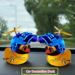 Broken Wind Rubber Duck Motor Accessories Yellow Duck with Helmet Auto Car Accessories Duck In The Car Car Interior Decoration