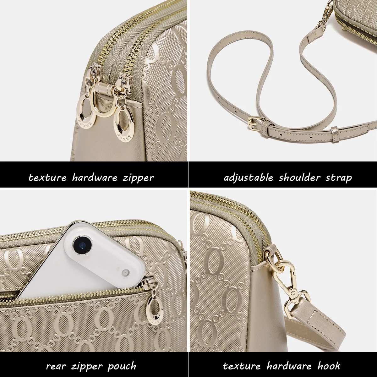 FOXER Split Leather Women's Crossbody Bag Classic Monogram Shoulder Bag Adjustable Strap Lady Purse For Daily Commute image 5