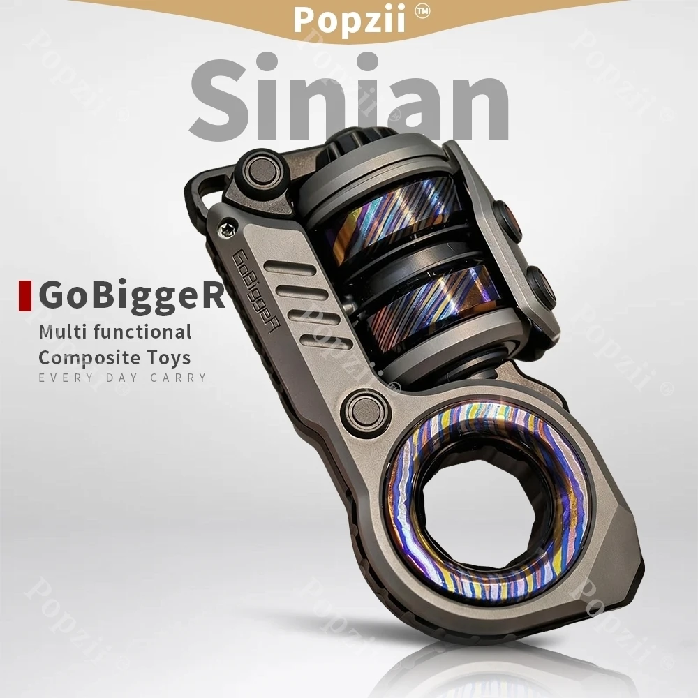 GoBiggeR Metal Multi functional Composite Toys Push Slider EDC Slider Fidget Toy Mechanical Finger Ring Multifunctional Toy