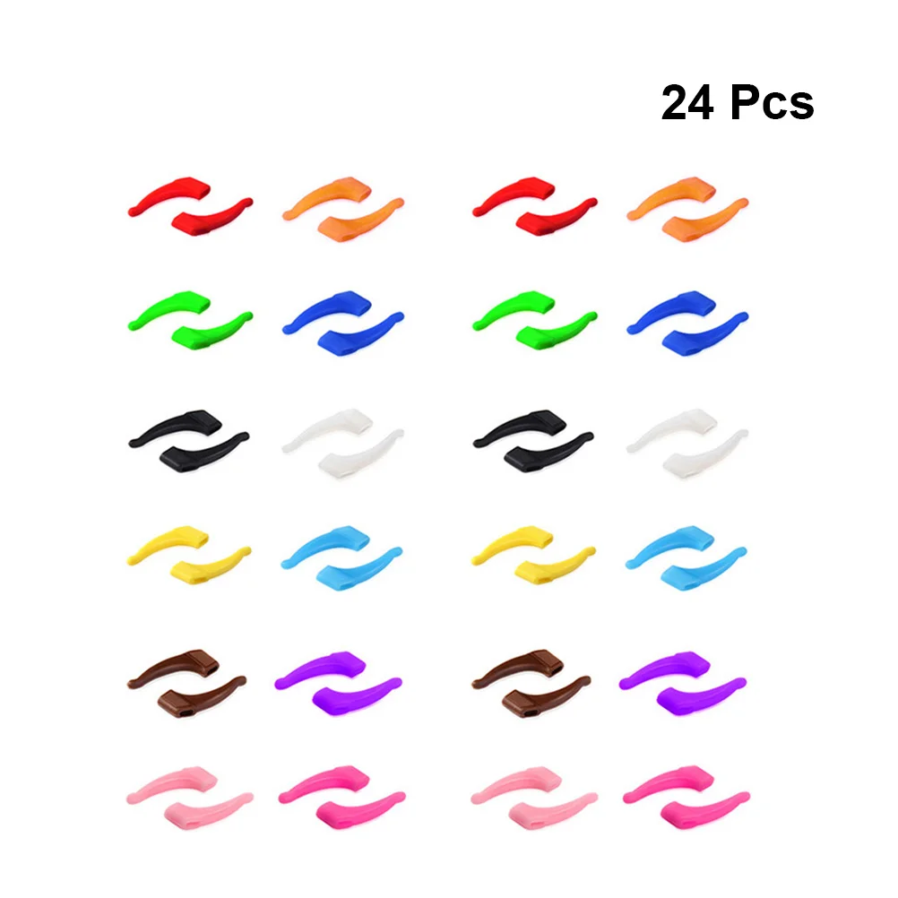 

24 Pair Anti- Ear Hook Eyeglass Anti-slip Retainer Glasses Grip Hooks Pads Silicone Eyeglasses Antiskid Sports