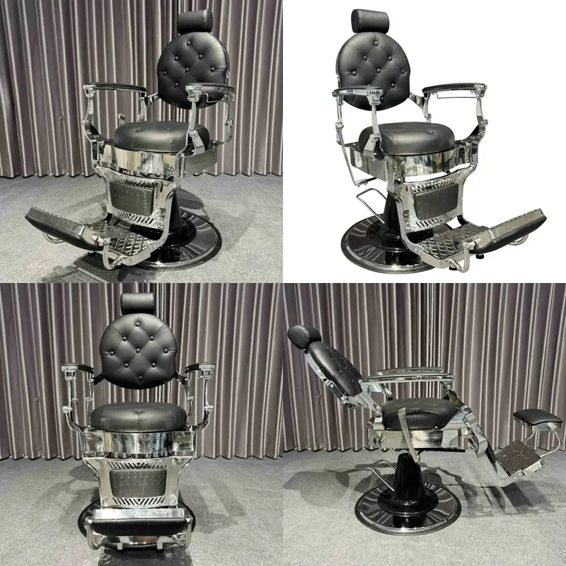 Vintage Barber Chair Reclining Hydraulic Salon Seat for Men Haircut Shaving Large Comfortable Styling Furniture