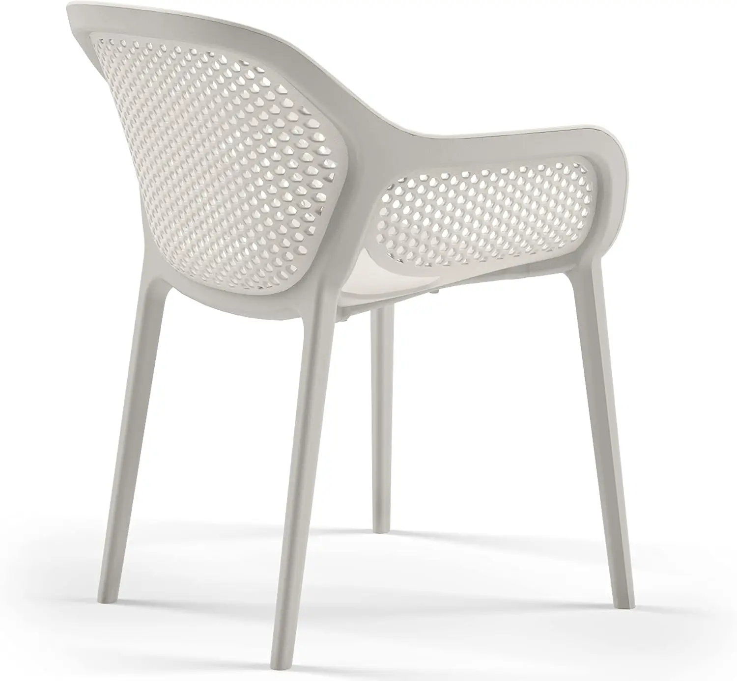 Modern Stackable Dining Side Arm Chair, Cool Grey Patio Chair, interior ou exterior, Conjunto de 2