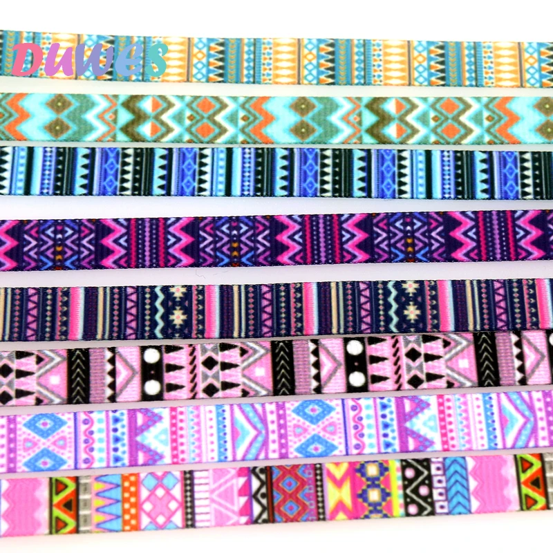 DUWES 3/8inch 50yards Tribal Aztec Printed Grosgrain Ribbon Accessories Sewing Craft Headwear DIY Decoration DIY 9mm D1890