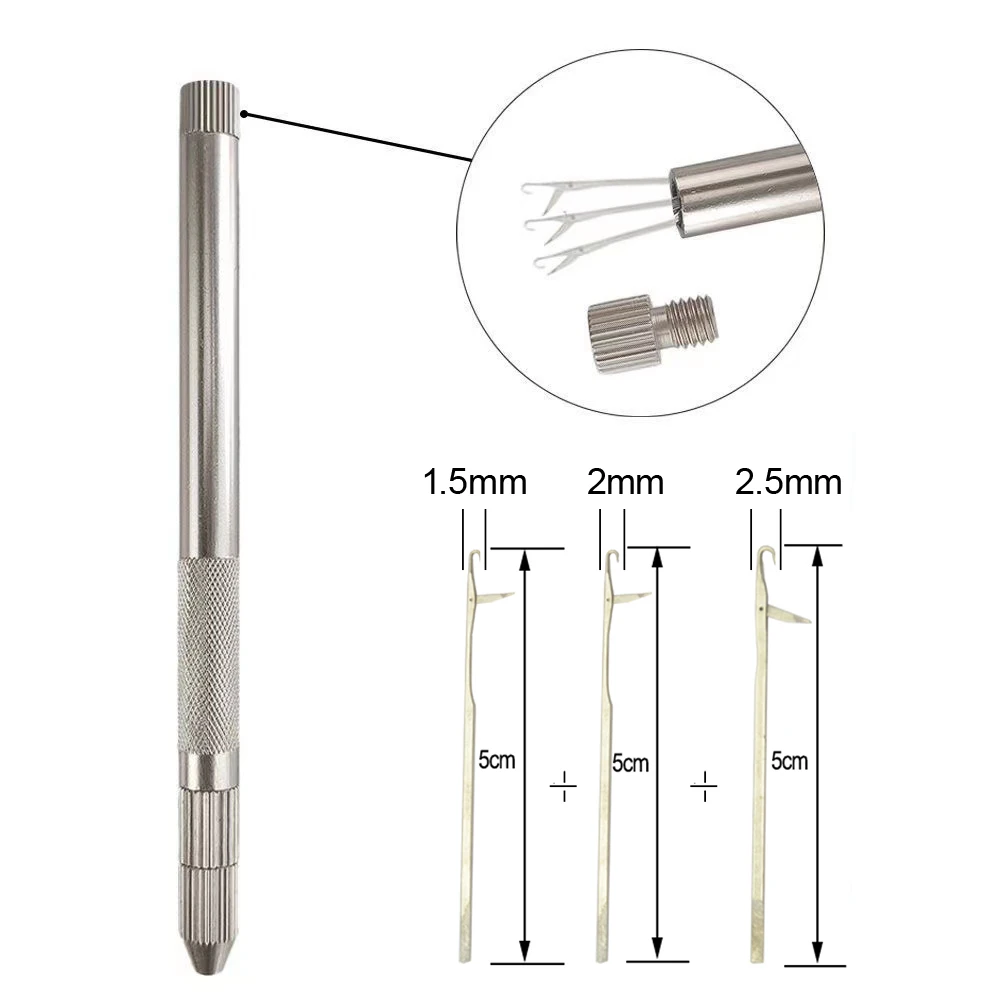 أداة خطاف خيط الألومنيوم مع حلقة إبرة لوصلات الشعر الدائري الصغير الخرز الشعر التمديد التهوية الشب سحب إبرة