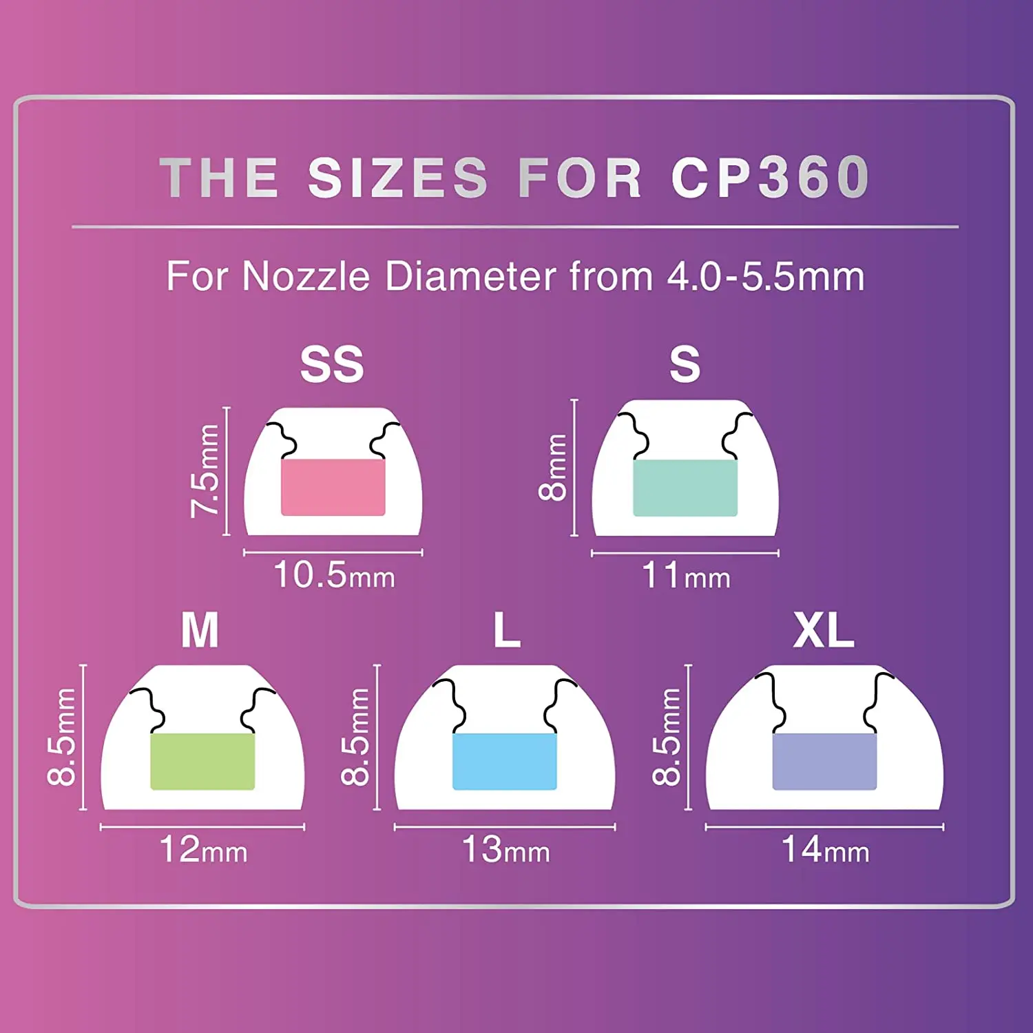 SpinFit CP360 หูฟังซิลิโคนสําหรับหูฟังบลูทูธไร้สาย True 1 การ์ด/2 คู่รวมสองขนาด (เล็ก/เล็กพิเศษ)