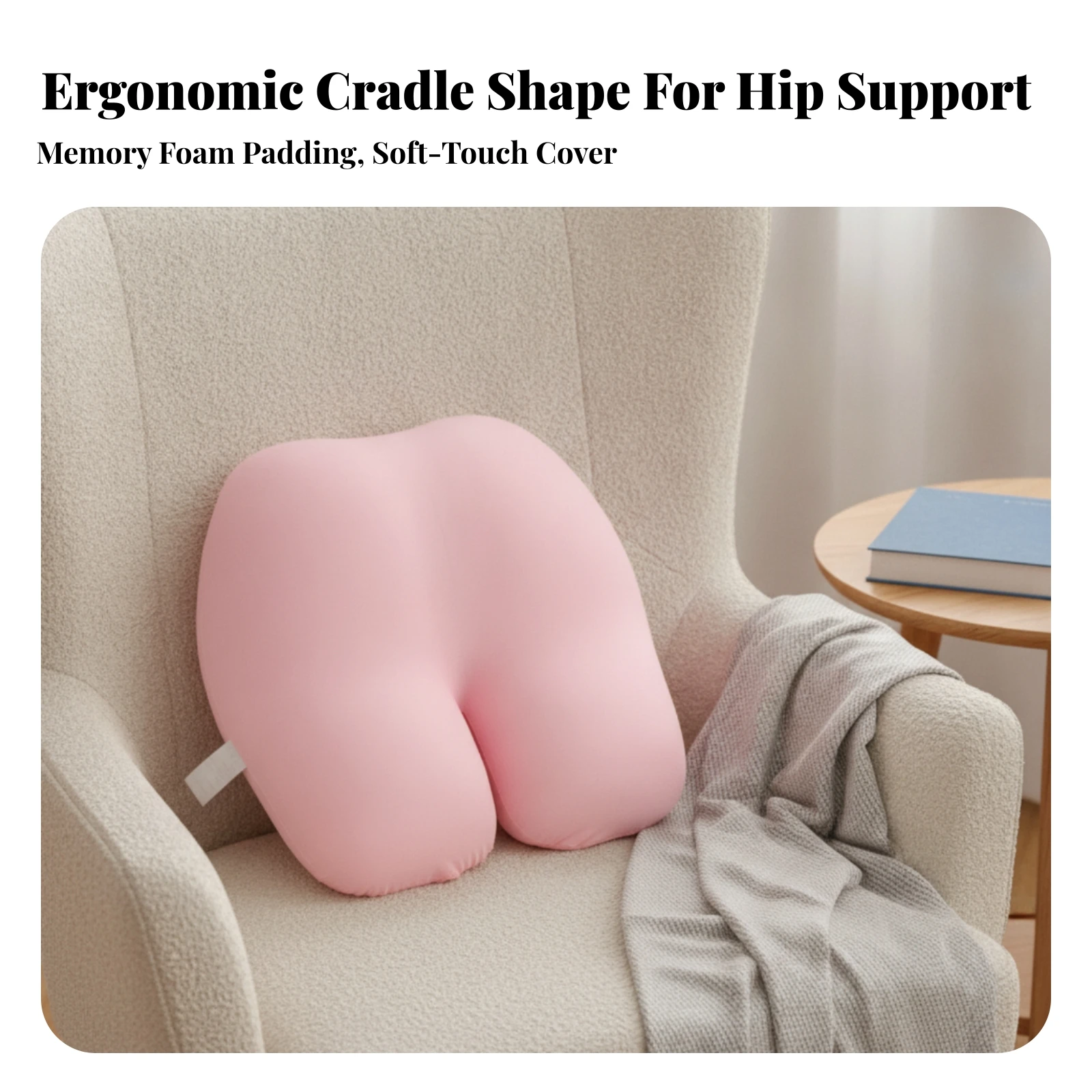 Buttock-Shaped Pillow Supportive Contour Memory Foam Pillow Ergonomic Cushion Long-Lasting Soft for Side Sleepers, Lounging