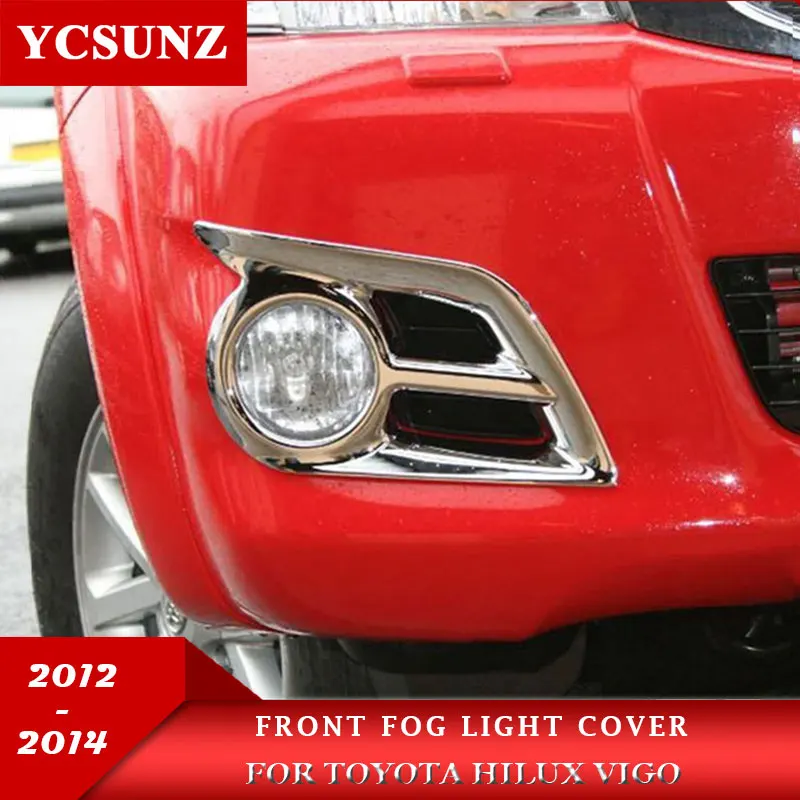 

Chrome Front Fog Light Cover For Toyota Hilux Vigo 2012 2013 2014 Fog Lamp Hood Parts Car Styling YCSUNZ