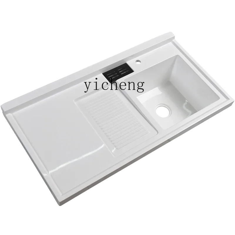 ZC balcony laundry basin with rubbing board integrated bright quartz stone pool basin laundry pool