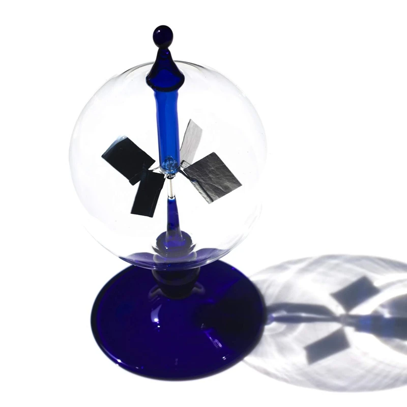 Biru Tenaga Surya Radiometer Energi Sinar Matahari Crookes Berputar Baling-Baling Kincir Angin Hadiah Dekorasi Meja Rumah