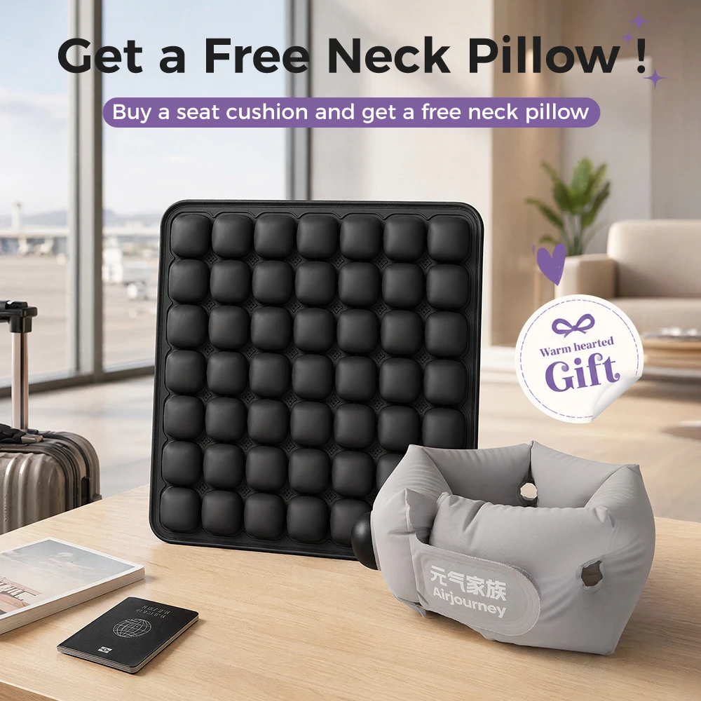 49‑Cell Breathable Air Seat Cushion Suitable for Office, Home, Travel and Outside Scenarios, Bonus Neck Pillow