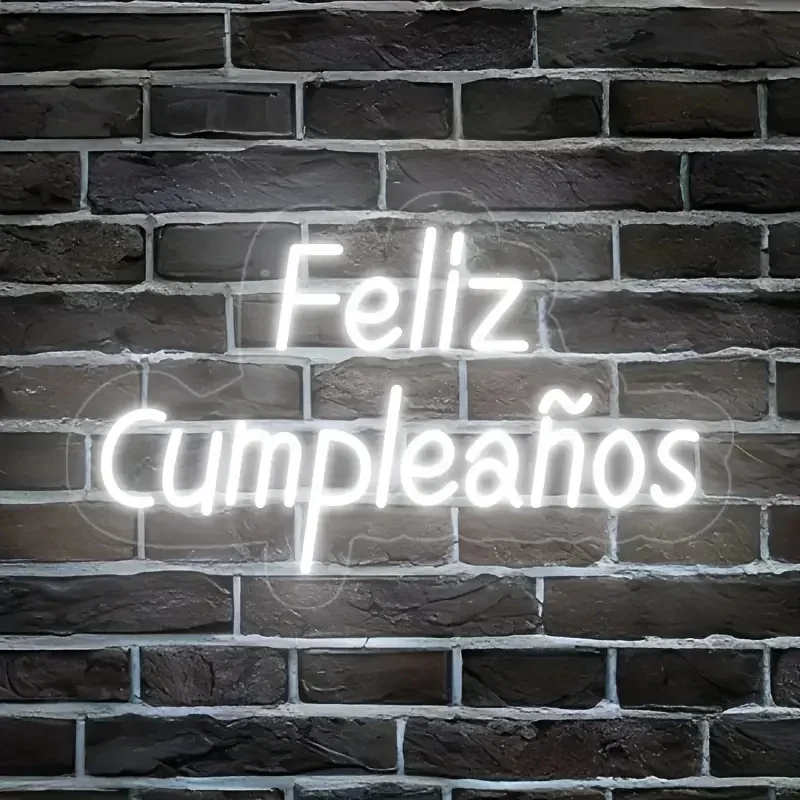 Feliz Cumpleanos Neon Signs Happy Birthday Decor LED Lights Aesthetic Neon Light For Club Room Wall Party Bedroom Bar Neon Signs