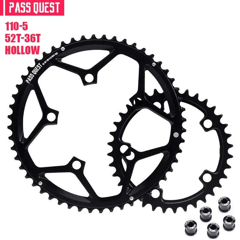 PASS QUEST Dubbel Kettingblad 110bcd 5 bouten 46/33 T 48/35 T 50/34 T 52/36 T 53/39 T 54/40 T Fiets Kettingwiel voor Shimano SRAM Crank