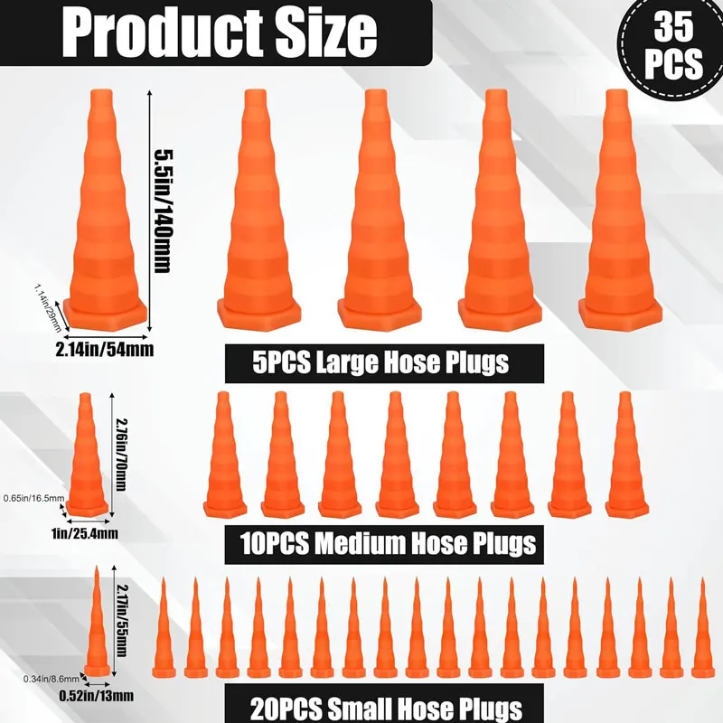 Hydraulic Oil Service Plugs Kit Large Medium Small Size Accessory Orange Quick Installation Versatile Tapered