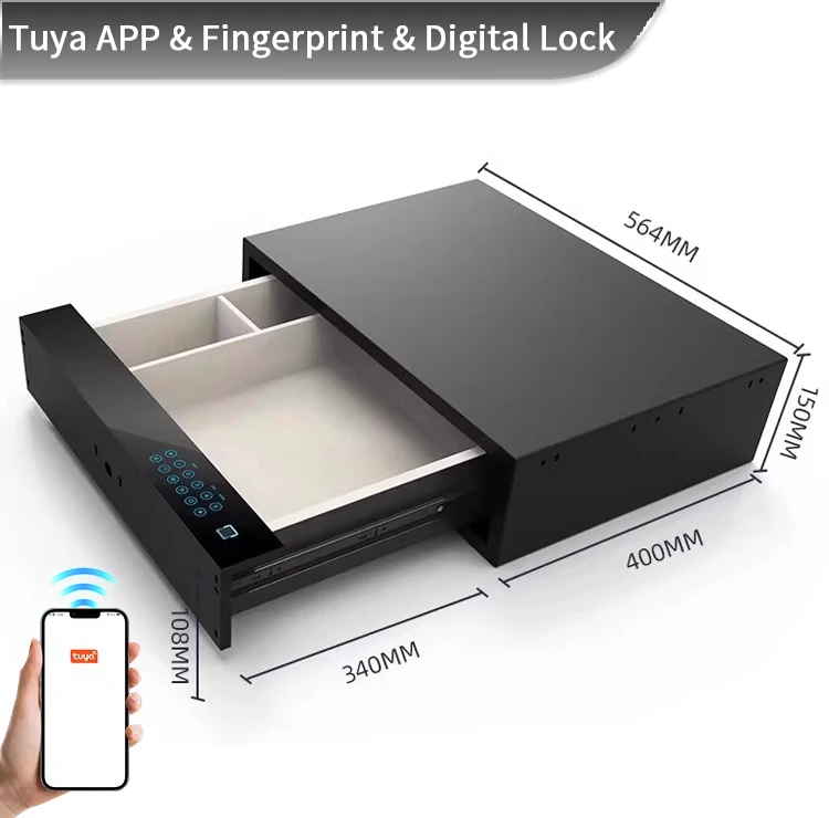 Smart Hotel Room Fingerprint Lock Hidden Drawer Safe Cash Jewelry Safe Drawer Safe