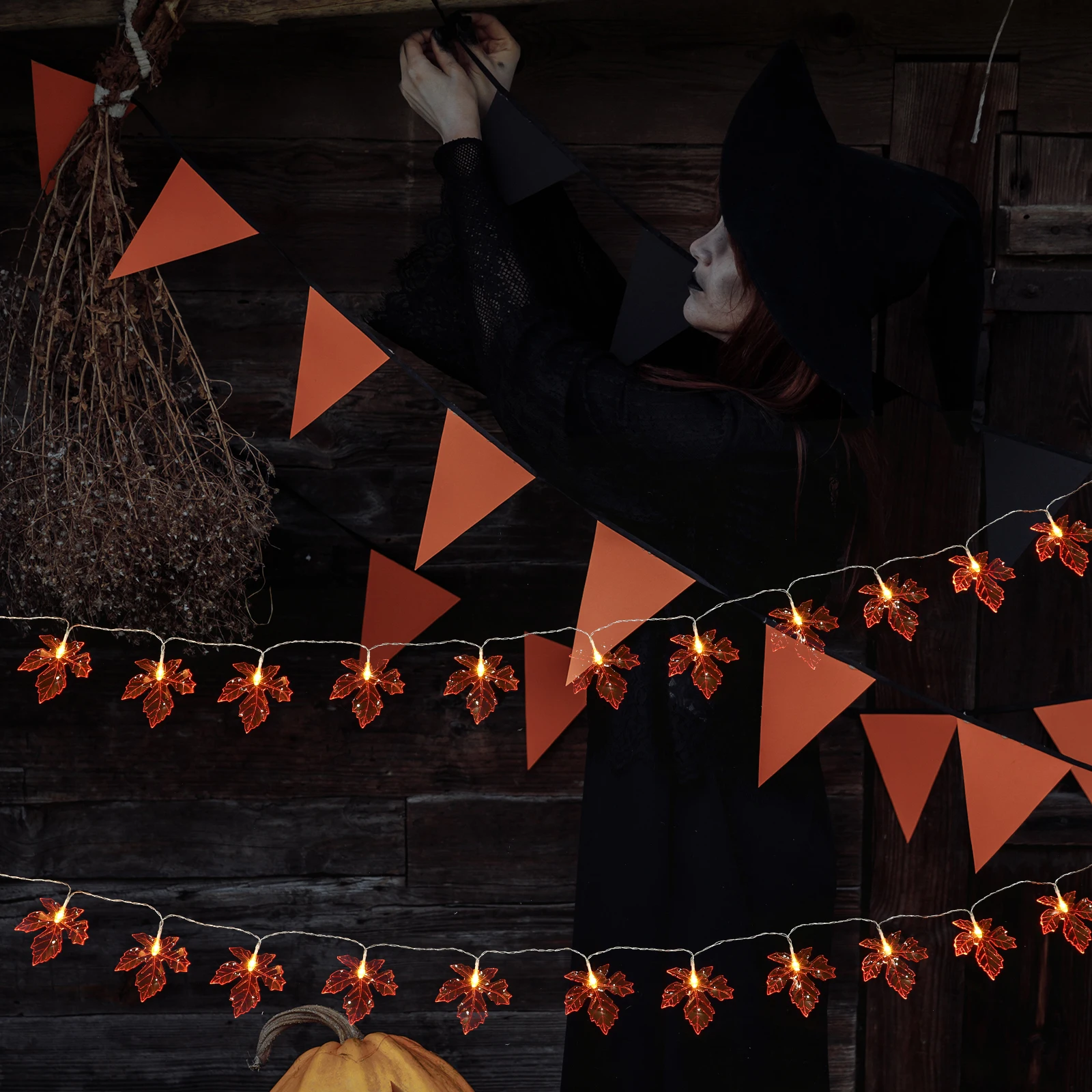 

1Pcs LED Maple Leaf Lamp String Orange Box Thanksgiving Halloween Party Festival Hanging Light String Light