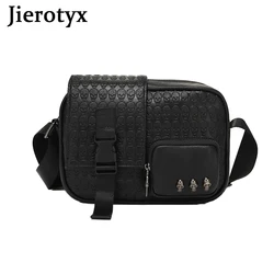 JIEROTYX Skull Spiked Rivets Black Shoulder Crossbody Bags Women Canvas Handbags Tote Purse Pink Satchel Bags Faux Leather