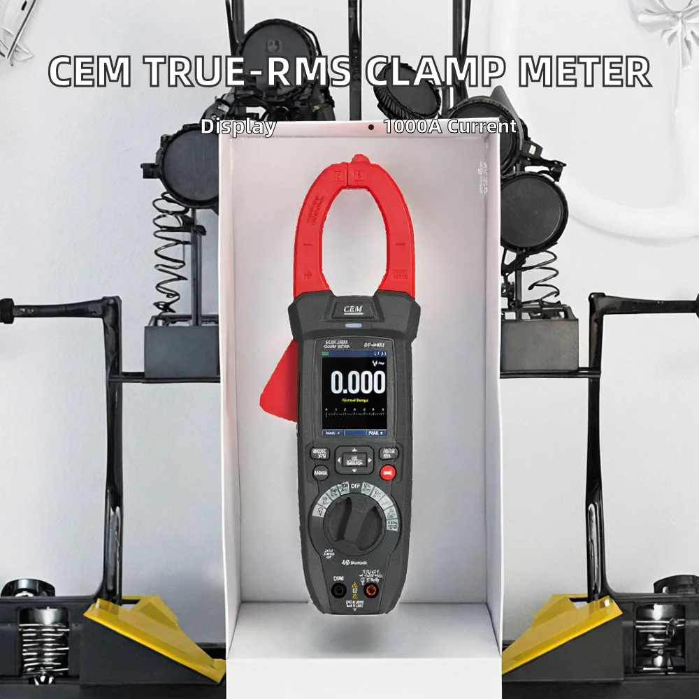 CEM True-RMS Clamp Meter Measures AC/DC Current 1000A AC/DC Voltage 1500V Resistance 4K Temperature Capacitance Diode