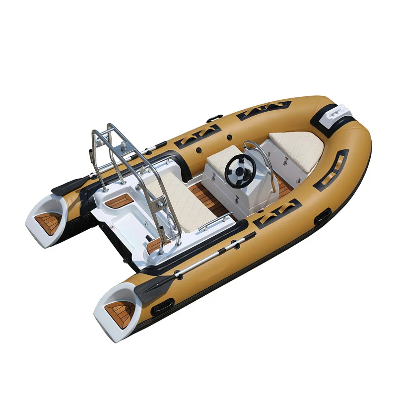 

11.8FT 3.6m Fiberglass Hull with Orca Hypalon Mehler Heytex PVC Inflatable Tube Short Sea Fishing Boat with Console