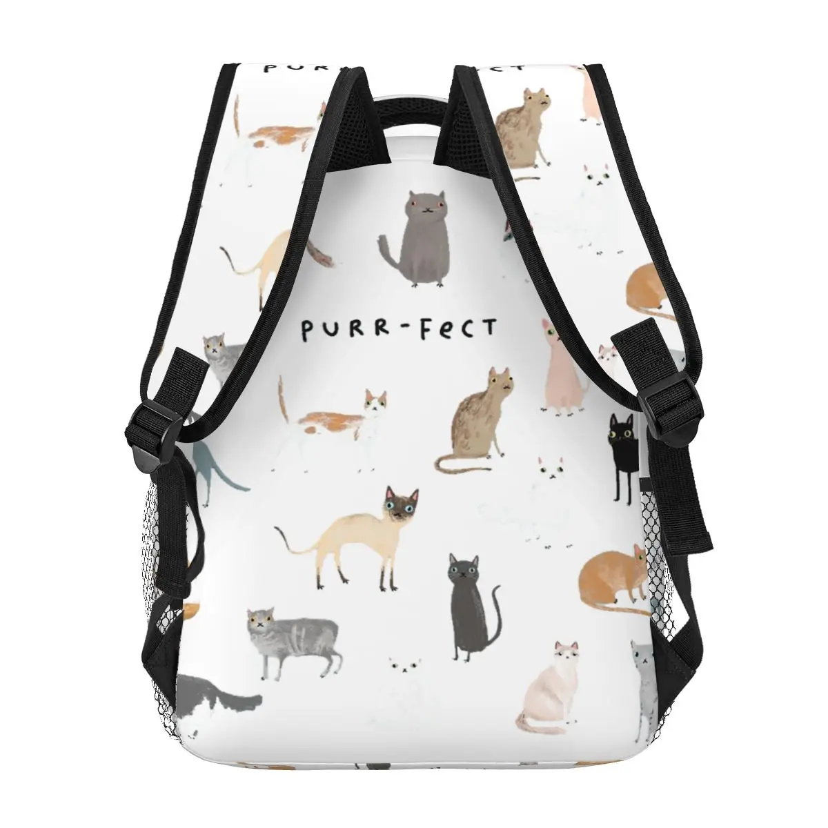 Purr-fect plecaki ze wzorem kota chłopcy dziewczęta Bookbag torby szkolne dla dzieci Cartoon plecak podróżny torba na ramię o dużej pojemności