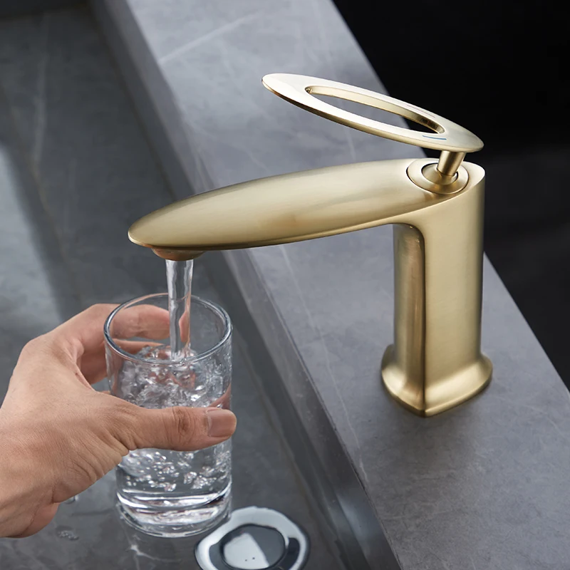 Brass Tap Single Handle Single Hole Fashion Wash Basin Sink Faucets Bath Hot And Cold Bathroom Faucet Deck-mounted Tapware