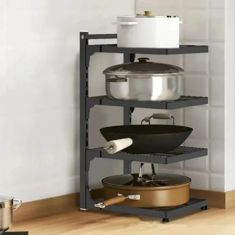Kitchen Shelf Space-saving Kitchenware Storage Rack Adjustable Pot Rack 3-4 Tiers Under Sink/Corner Applicable