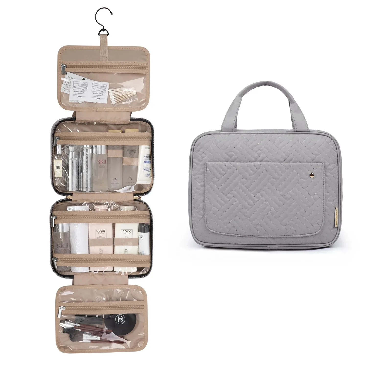 BAGSMART Make-up-Kosmetiktasche mit Haken zum Aufhängen, wasserabweisende Kulturtasche, Reise-Organizer für Organizer-Toilettenartikel in voller Größe