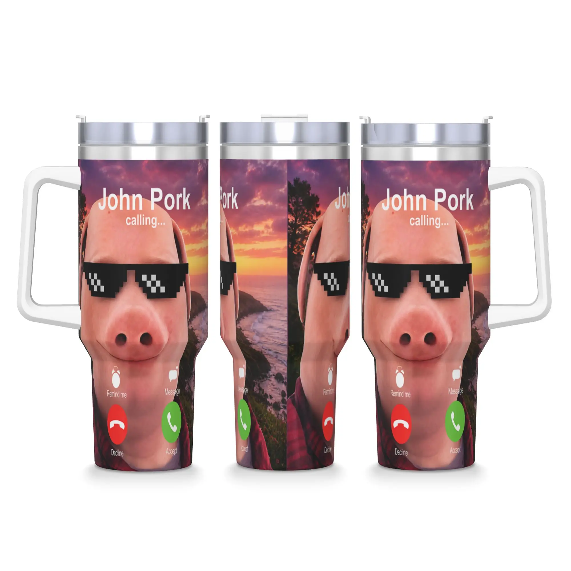 John Pork Calling Decline Accept Incoming Call John Pork Tumbler  Cold Drink Water Bottle Keep Heat Stainless Steel Thermal Cups