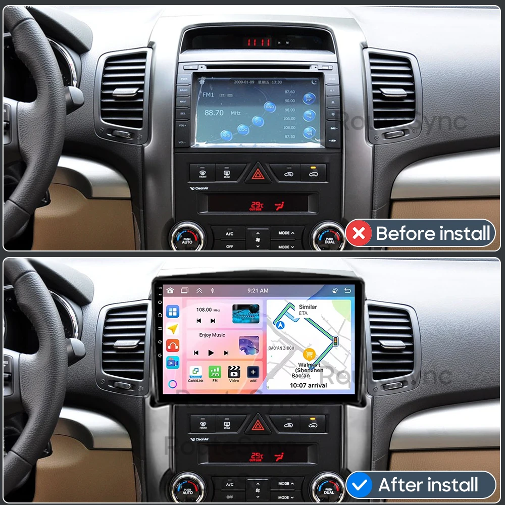 Android 16 For Kia Sorento 2 XM 2009 - 2012 Car Multimedia Player Carplay Auto Head Unit Radio Video Wifi Navigation GPS 2din BT