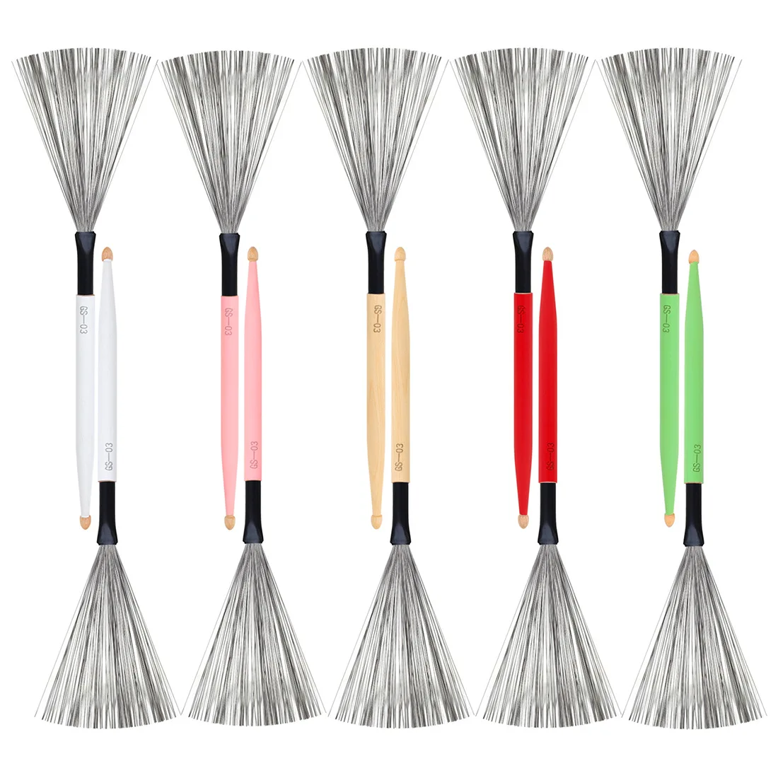 Drum Brush Steel Brush Dual-use Professional Jazz Drum Mallet Maple Wood Drumstick Bundle Percussion Instrument Accessories