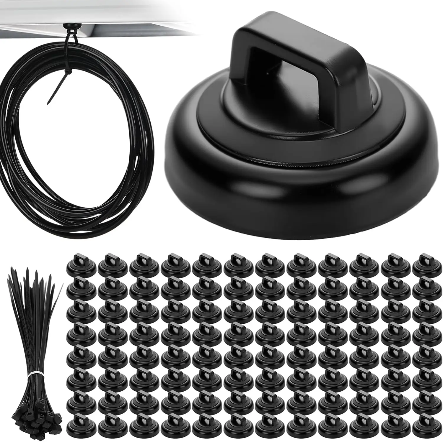 

100 Set Magnetic Zip Tie Mount and Nylon Cable Ties, 19 mm Multipurpose Wire Cable Holder Mount Wire Clips Management El