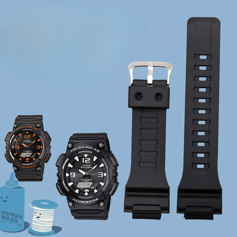 Aksesoris pengganti untuk Casio G-SHOCK Black Warrior AQ-S810W SGW-500H/400H/300H silikon tahan air olahraga Pria 18mm Watch Band