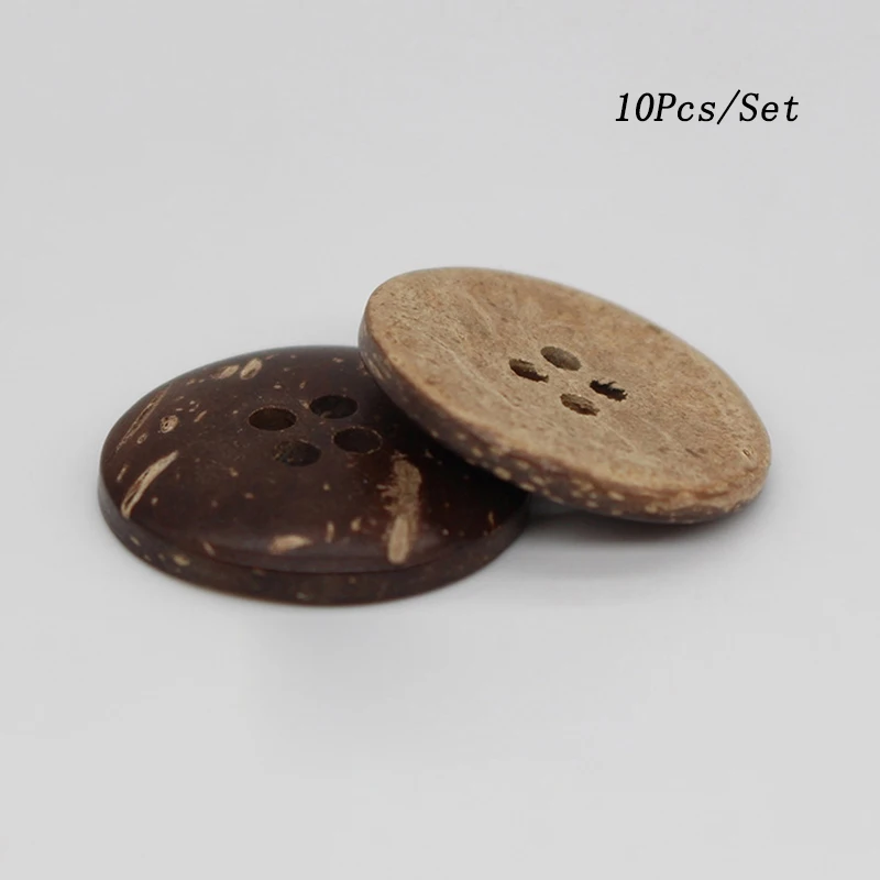 10Pcs/Set Natural Eco-friendly Coconut Wood Buttons 4 Holes for Scrapbook Clothing DIY Crafts Sewing Accessories Wooden Button