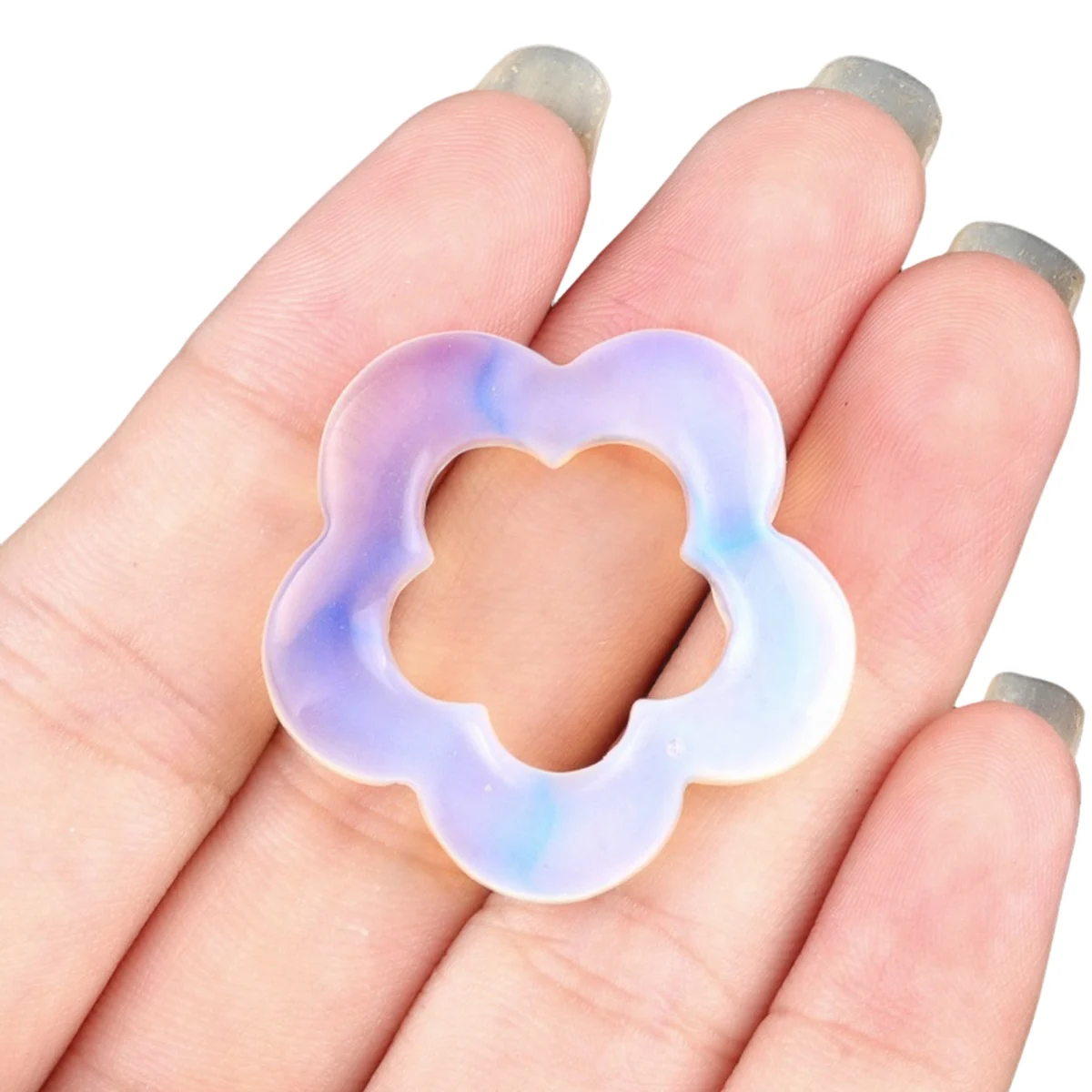 Handmade Craved 30mm Plum Blossom  Opalite Stone Pendant for Making Jewelry Necklace Healing Chakra Flower Gemstone Ornament