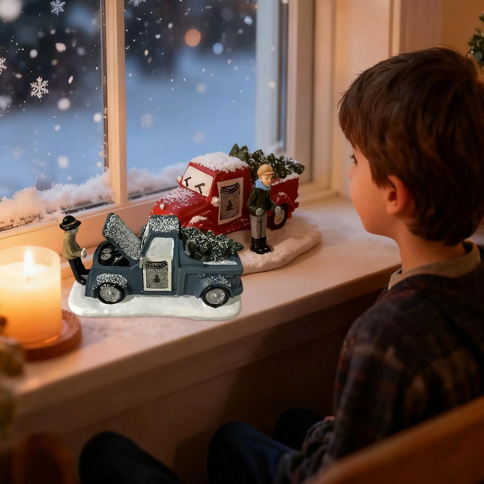 Christmas Truck Model Rustic Vintage Resin Decorations Christmas Farmhouse Decor For Holiday Party Offices Home Room Desk