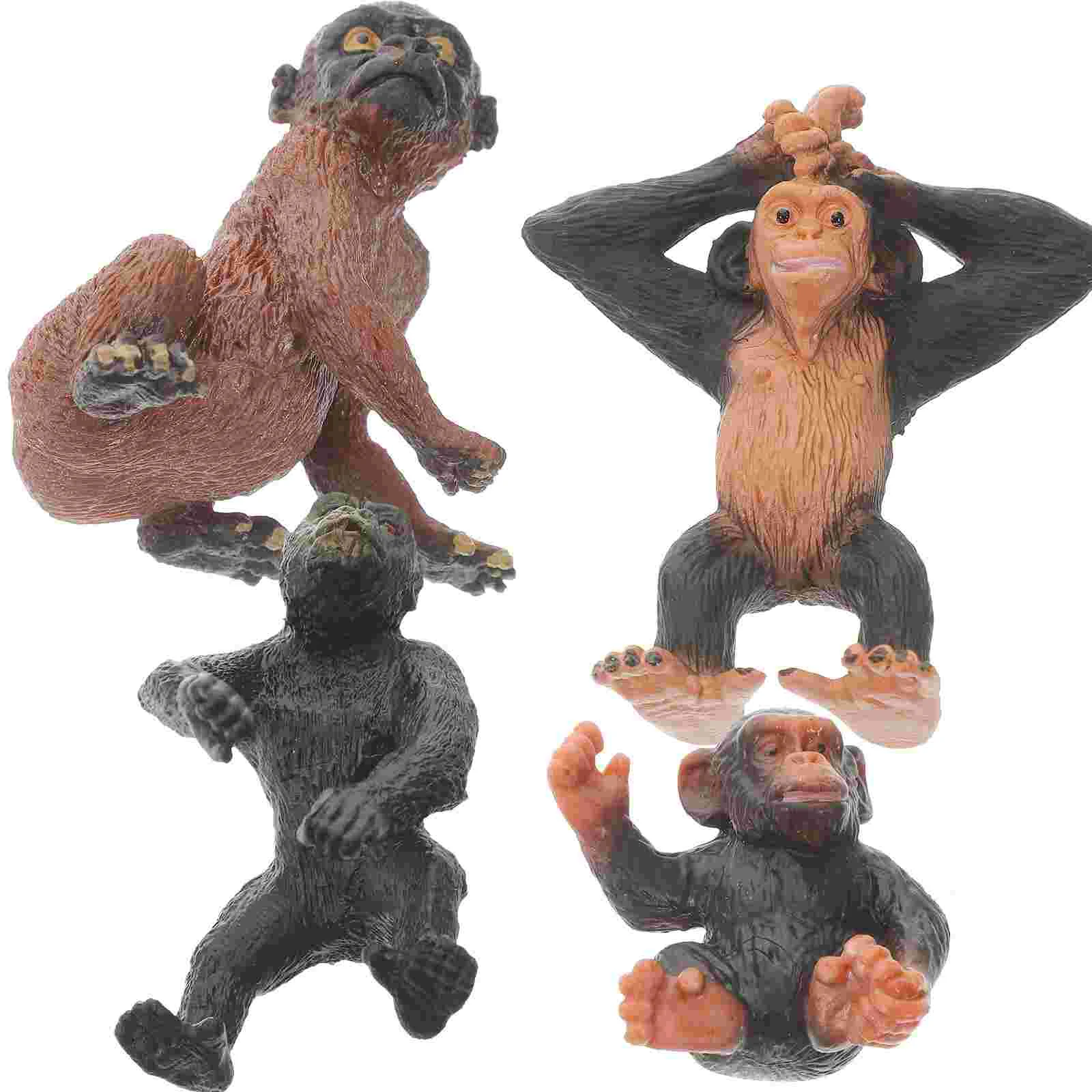 

4 Pcs Orangutan Toy Model Animal Wildlife Cognitive Forest Statue Simulation Figurine