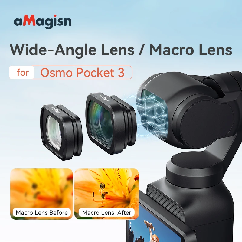 

For DJI Osmo Pocket 3 Camera Filters Wide-Angle Lens 10X Macro Lens Magnetic Attach Aluminum Frame Quick Installation Accessory