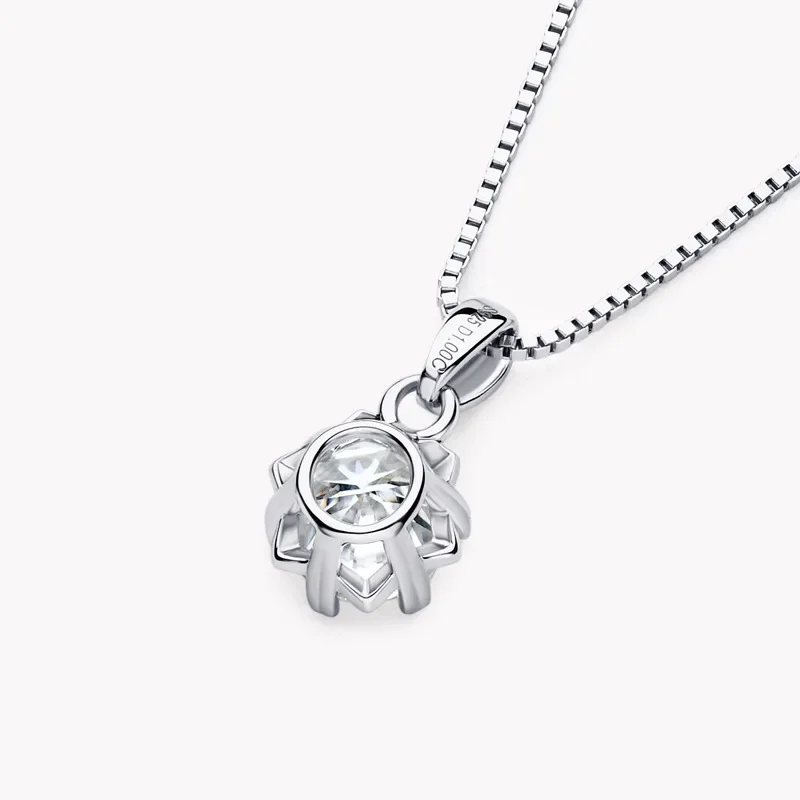 Collana con ciondoli Moissanite da 6.5MM 1ct 100% ciondoli con fiocco di neve in argento Sterling 925 per accessori donna regalo per feste gioielleria raffinata