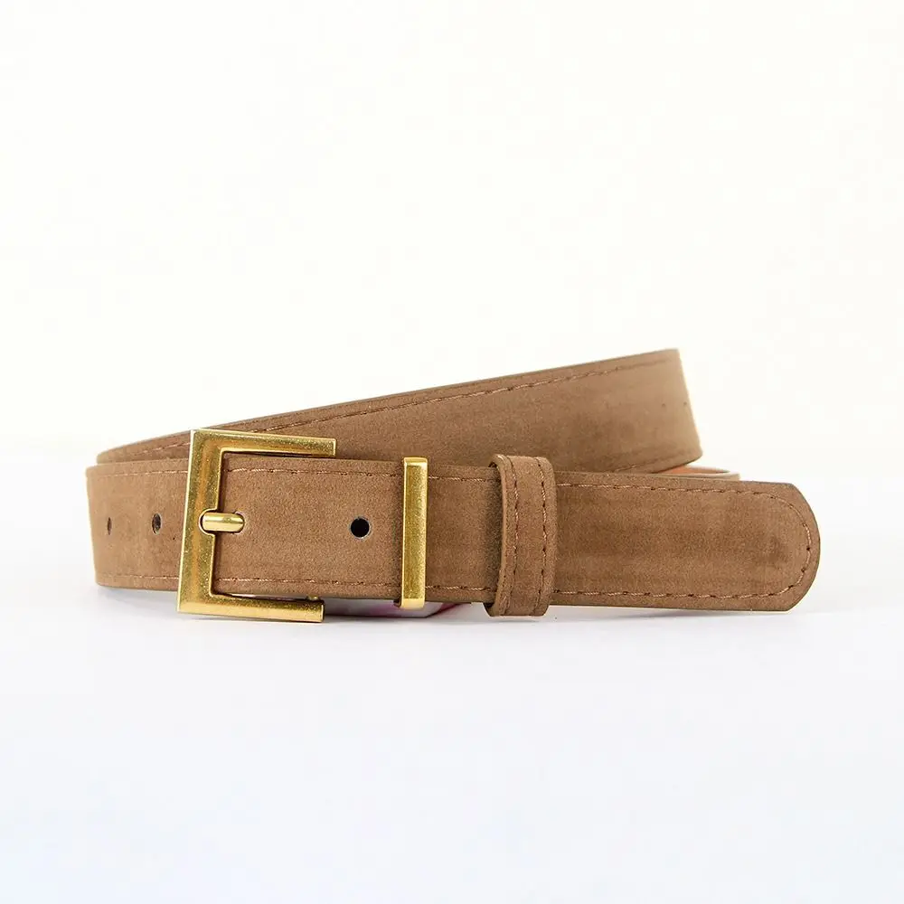 Retro Square Alloy Pin Buckle Waist Belt Matte Faux Suede Casual Waist Strap Simple Versatile Waist Belt For Outfit Matching