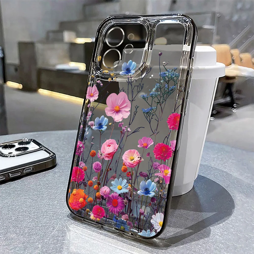 Cute Flower Case For iPhone 17 Pro Max Fundas iPhone 16 15 14 13 12 11 Pro Max 17Pro 16Pro 17Promax Clear Shockproof Soft Cover
