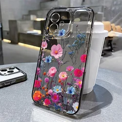 Cute Flower Case For iPhone 17 Pro Max Fundas iPhone 16 15 14 13 12 11 Pro Max 17Pro 16Pro 17Promax Clear Shockproof Soft Cover