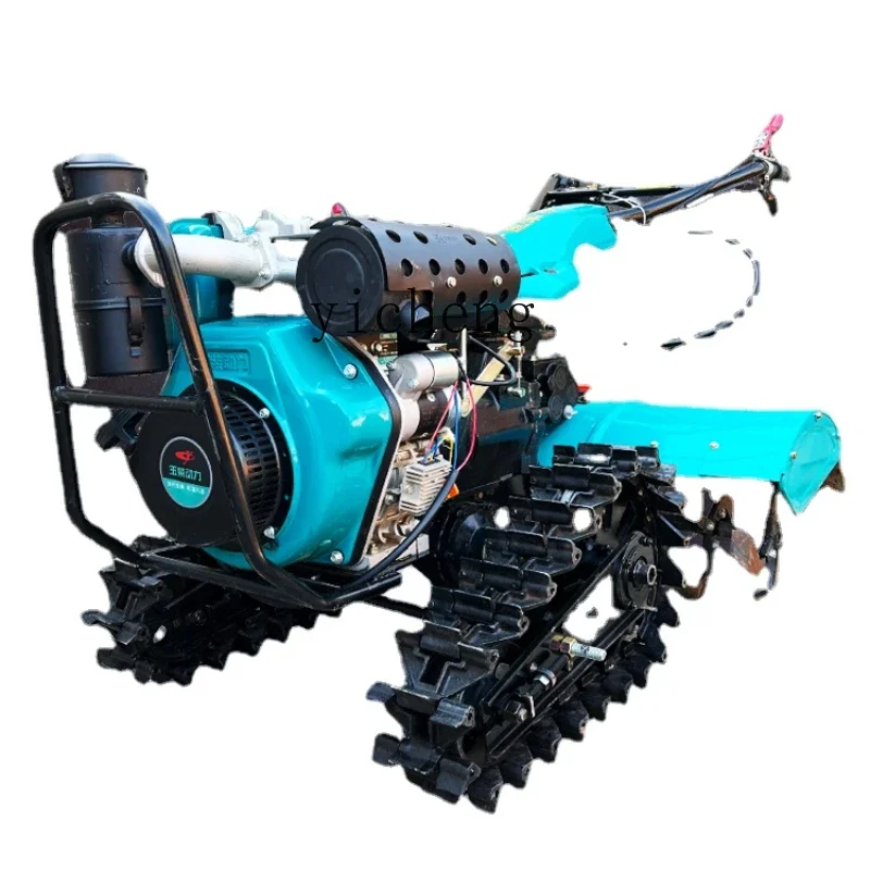 

Xl Four-Wheel Drive Mini-Tiller Agricultural Ditching Machine Ploughing Diesel Chain-Track Rotary Tiller