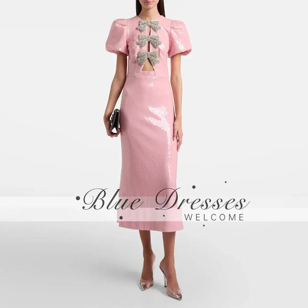 

Индивидуальный вечерний наряд для свадьбы: женское вечернее платье-футляр с пышными рукавами, длина до колена, простые саудовские платья