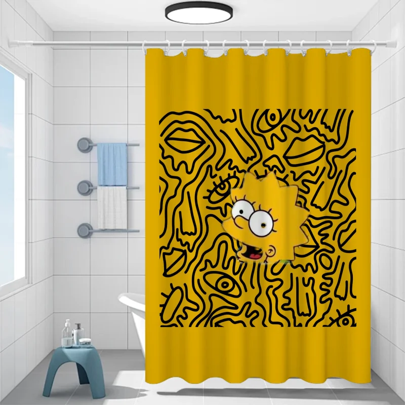 S-Spongebob Shade Curtain for Shower Curtains Bathroom Accessories Bath Bedrooms Waterproof the Home Fabric Opaque Products