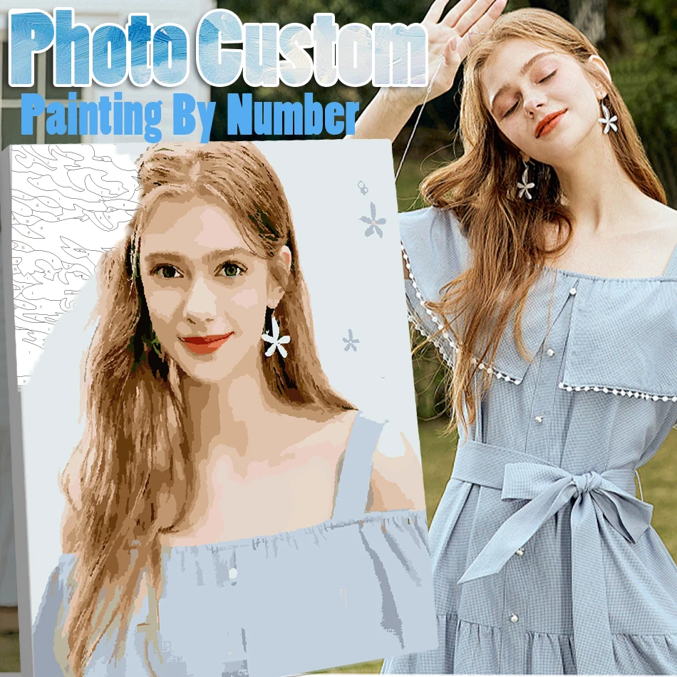 CHENISTORY 24/36/48 Color Personalised Paint By Numbers Photo Custom DIY Oil Painting By Number Picture Canvas Portrait Family