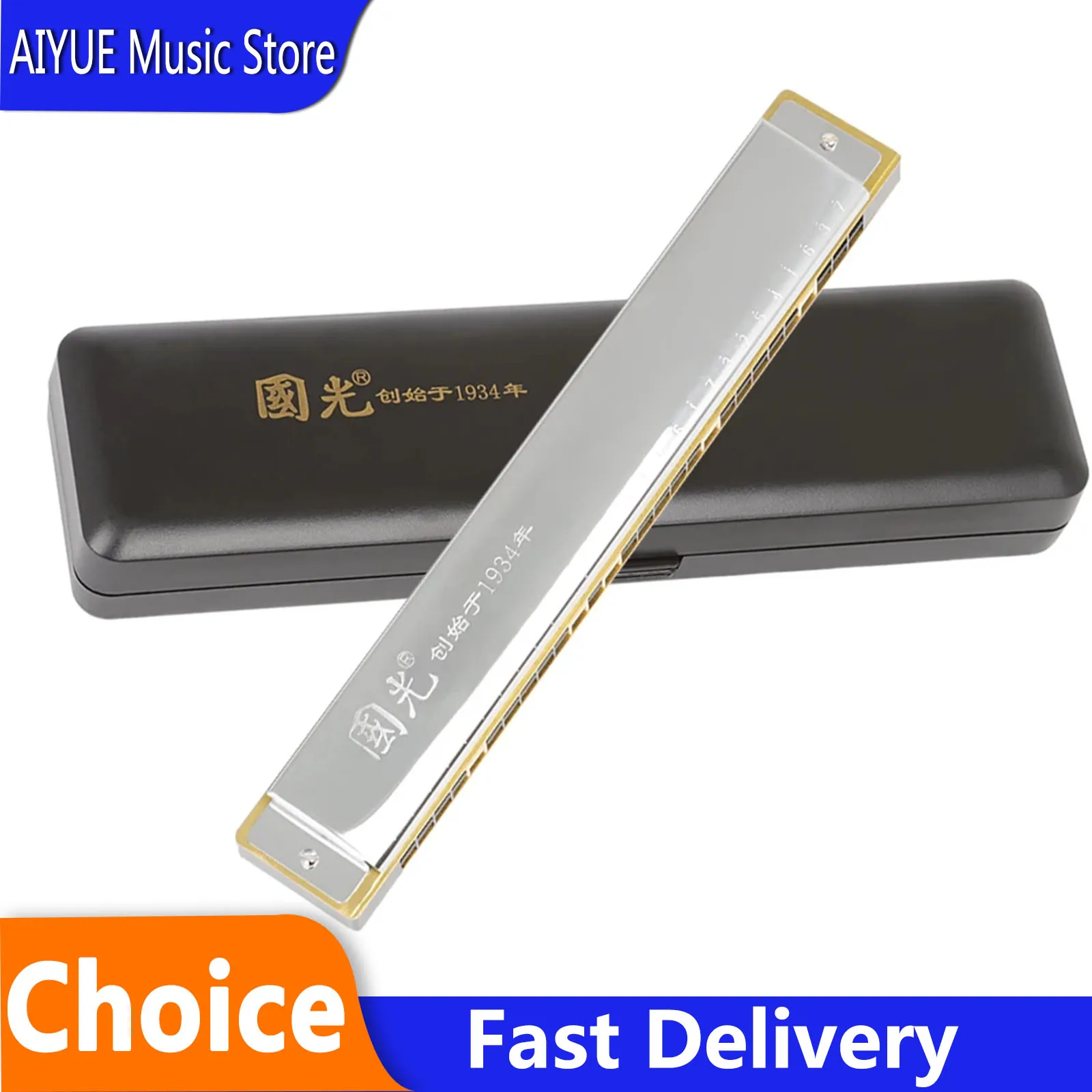 

IRIN 28 Hole C Key Polyphonic Harmonica Steel Harmonica Professional Wide Range Harmonica practice Woodwind Musical Instrument
