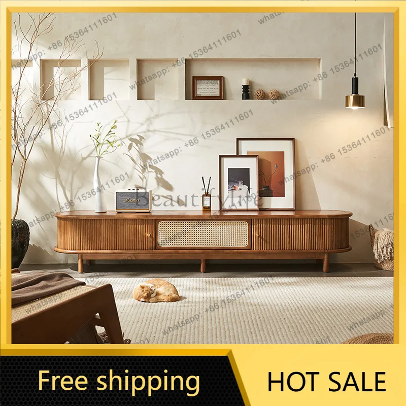 FG solid wood TV locker modern simple living room floor cabinet