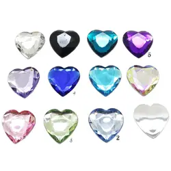 New large size 20Pcs/Lot Heart Mix Color 30mm Wedding Dress Acrylic Rhinestone Diy Flatback Sewing Strass Glue-On accessories