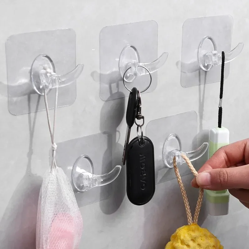 Multi-Purpose ganchos de parede transparentes, gancho auto-adesivo, cozinha, banheiro, toalha, chave, roupas, cremalheira de armazenamento, 10 pcs, 20pcs