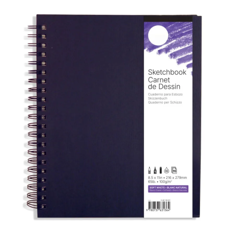 

Simply... Sketchbook, Soft White Pages, (65lb/100g), Black Cover Wire Binding, 80 Sheet, 8.5" x 11"
