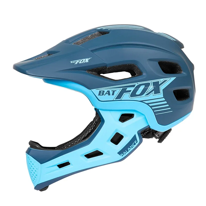 BAT FOX Full Face For Kids Helmet Detachable children Cycling Bicycle Outdoor Sport Knee Pads Set safety hat casco Bike Helmets
